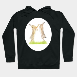 Boxing Hares Drawing Hoodie